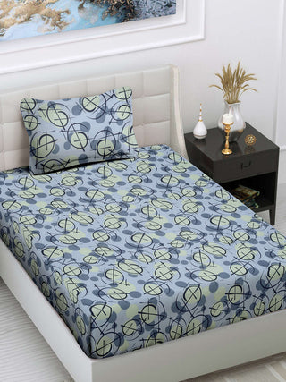 FABINALIV Multicolor Abstract 300 TC Cotton Blend Single Bedsheet with Pillow Cover (225X150 cm)