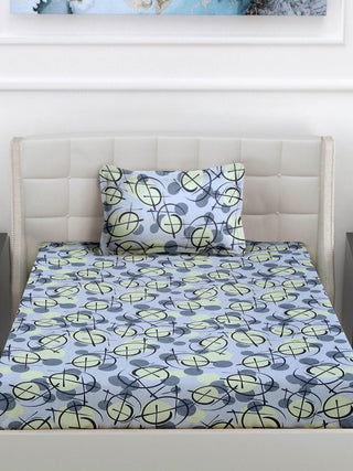 FABINALIV Multicolor Abstract 300 TC Cotton Blend Single Bedsheet with Pillow Cover (225X150 cm)