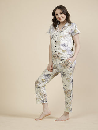 FABINALIV Multicolor Floral Graphic Printed Women Night Suit