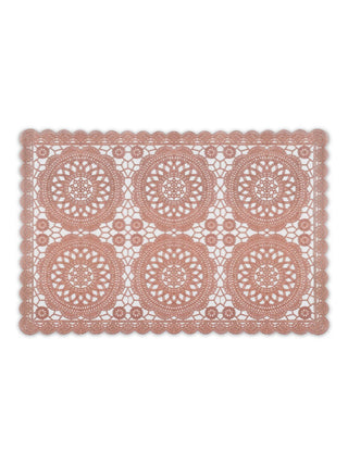 FABINALIV Set of 6 Copper Ethnic Embellished Plastic Table Mats (45X30 cm)