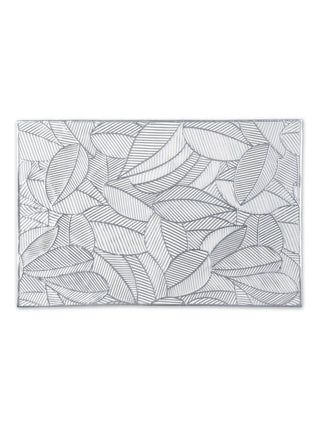 FABINALIV Set of 6 Silver Floral Textured PVC Table Mats (45X30 cm)