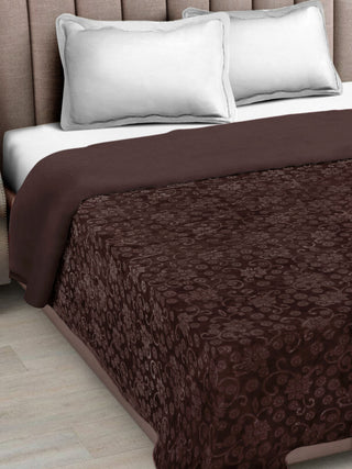 FABINALIV Coffee Floral Mild Winter 500 GSM Embossed Woollen Double Bed Comforter
