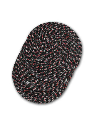 FABINALIV Set of 6 Black Abstract Braided Cotton Table Mats (39X39 cm)