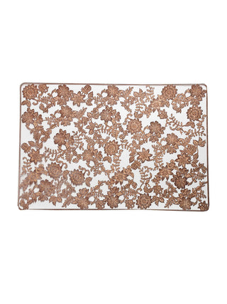 FABINALIV Set of 6 Copper Floral Embellished Plastic Table Mats (45X30 cm)