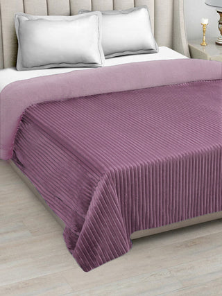 FABINALIV Pink Striped Mild Winter 450 GSM Micro Fiber Filling Double Bed Comforter