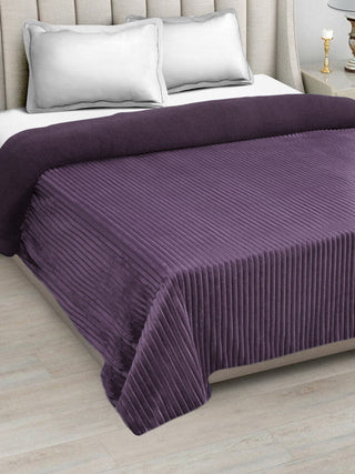 FABINALIV Purple Striped Mild Winter 450 GSM Micro Fiber Filling Double Bed Comforter