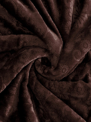 FABINALIV Coffee Floral Mild Winter 500 GSM Embossed Woollen Double Bed Comforter