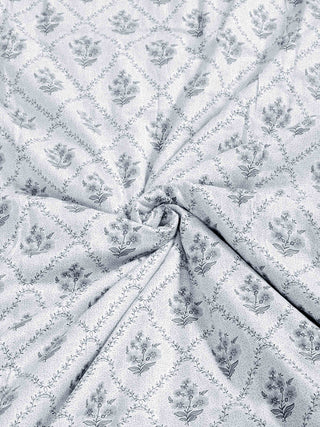 FABINALIV Grey Floral Reversible AC Room 300 GSM 100% Cotton Single Bed Dohar