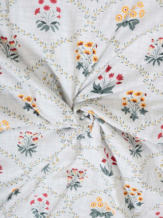 FABINALIV Multicolor Floral Reversible AC Room 300 GSM 100% Cotton Single Bed Dohar