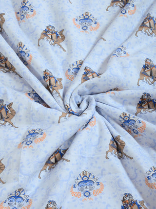 FABINALIV Blue Ethnic Reversible AC Room 300 GSM 100% Cotton Single Bed Dohar