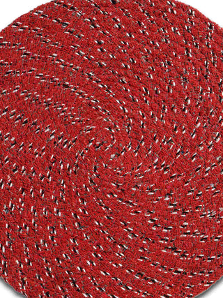 FABINALIV Set of 6 Red Abstract Braided Cotton Table Mats (39X39 cm)
