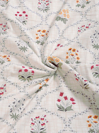 FABINALIV Multicolor Floral Reversible AC Room 300 GSM 100% Cotton Single Bed Dohar