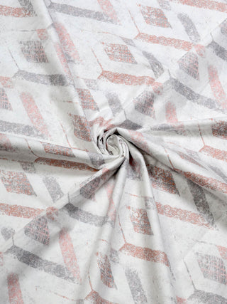 FABINALIV Red Geometric 300 TC 100% Cotton King Size Double Bedsheet with 2 Pillow Covers (250X225 cm)