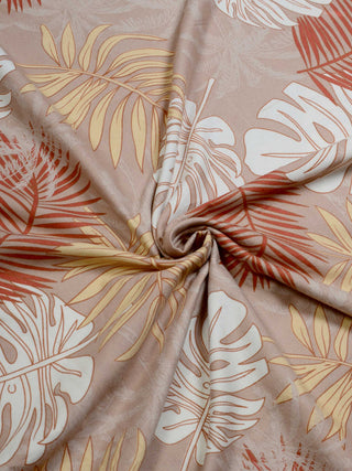 FABINALIV Brown Floral 300 TC Cotton Blend King Size Fitted Double Bedsheet with 2 Pillow Covers (250X225 cm)