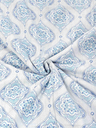 FABINALIV Blue Ethnic Reversible AC Room 300 GSM 100% Cotton Single Bed Dohar