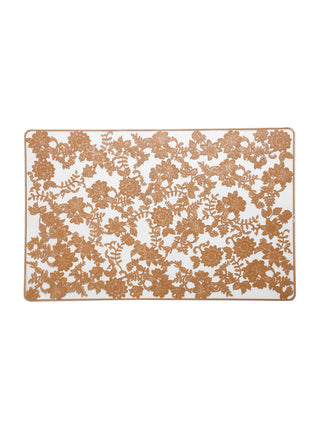 FABINALIV Set of 6 Copper Floral Embellished Plastic Table Mats (45X30 cm)