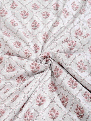 FABINALIV Rust Floral Reversible AC Room 300 GSM 100% Cotton Single Bed Dohar