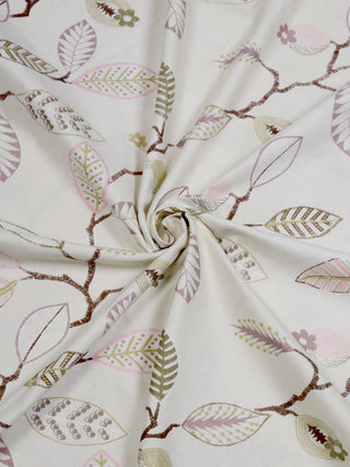 FABINALIV Beige Floral 300 TC 100% Cotton King Size Double Bedsheet with 2 Pillow Covers (250X225 cm)