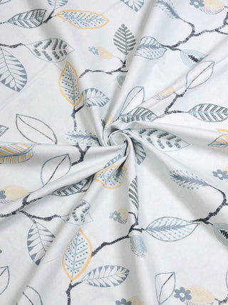 FABINALIV Blue Floral 300 TC 100% Cotton King Size Double Bedsheet with 2 Pillow Covers (250X225 cm)