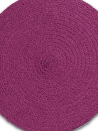FABINALIV Set of 6 Purple Solid Braided Cotton Table Mats (39X39 cm)