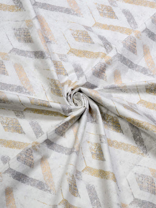 FABINALIV Yellow Geometric 300 TC 100% Cotton King Size Double Bedsheet with 2 Pillow Covers (250X225 cm)