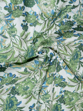 FABINALIV Green Floral Ultrasonic Quilted Reversible 350 GSM AC Room Single Bed Comforter