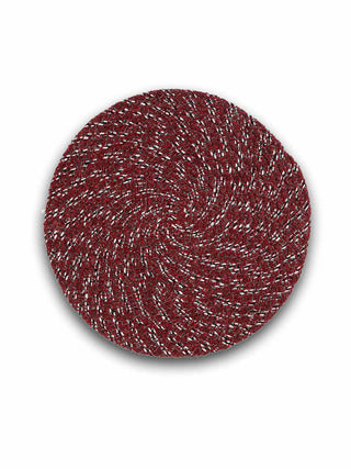 FABINALIV Set of 6 Maroon Abstract Braided Cotton Table Mats (39X39 cm)