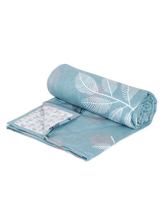 FABINALIV Blue Floral Reversible  350 GSM Micro Fiber Filling Double Bed AC Comforter