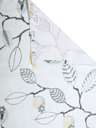 FABINALIV Blue Floral 300 TC 100% Cotton King Size Double Bedsheet with 2 Pillow Covers (250X225 cm)