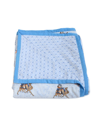 FABINALIV Blue Ethnic Reversible AC Room 300 GSM 100% Cotton Single Bed Dohar
