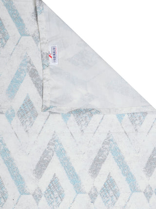 FABINALIV Blue Geometric 300 TC 100% Cotton King Size Double Bedsheet with 2 Pillow Covers (250X225 cm)