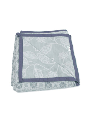 FABINALIV Grey Floral Reversible AC Room 300 GSM 100% Cotton Single Bed Dohar