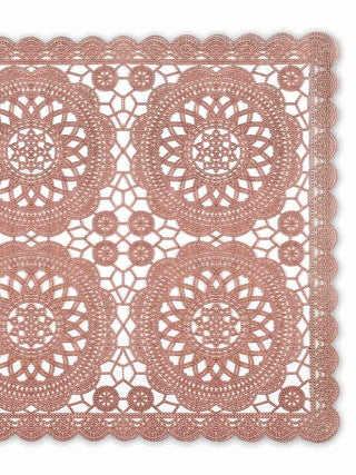 FABINALIV Set of 6 Copper Ethnic Embellished Plastic Table Mats (45X30 cm)