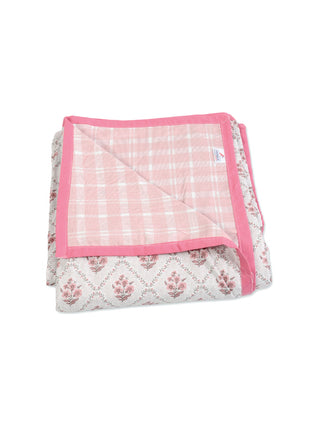 FABINALIV Rust Floral Reversible AC Room 300 GSM 100% Cotton Single Bed Dohar