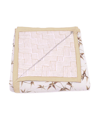 FABINALIV Brown Floral Reversible AC Room 300 GSM 100% Cotton Single Bed Dohar