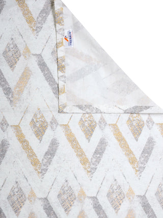 FABINALIV Yellow Geometric 300 TC 100% Cotton King Size Double Bedsheet with 2 Pillow Covers (250X225 cm)