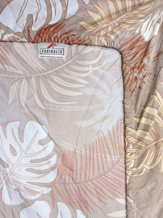 FABINALIV Brown Floral 300 TC Cotton Blend King Size Fitted Double Bedsheet with 2 Pillow Covers (250X225 cm)