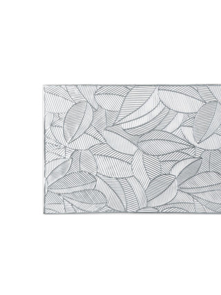 FABINALIV Set of 6 Silver Floral Textured PVC Table Mats (45X30 cm)