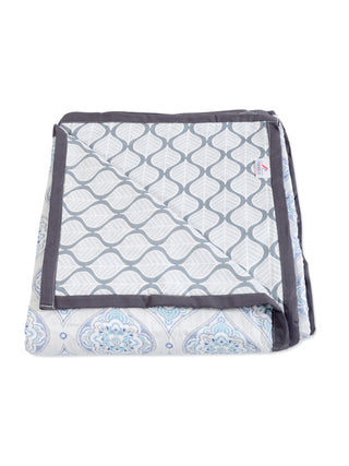 FABINALIV Blue Ethnic Reversible AC Room 300 GSM 100% Cotton Single Bed Dohar