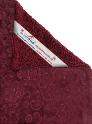 FABINALIV Maroon Floral Mild Winter 500 GSM Embossed Woollen Double Bed Comforter
