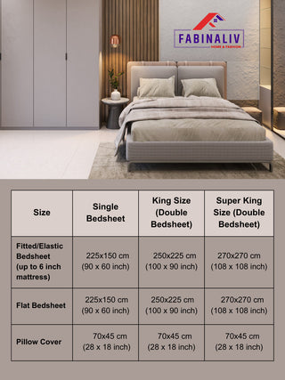 FABINALIV Yellow Geometric 300 TC 100% Cotton King Size Double Bedsheet with 2 Pillow Covers (250X225 cm)