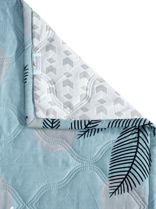 FABINALIV Blue Floral Reversible  350 GSM Micro Fiber Filling Double Bed AC Comforter