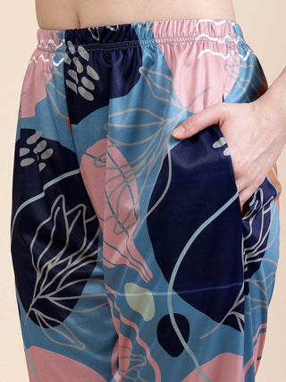 FABINALIV Multicolor Abstract Graphic Printed Women Night Suit