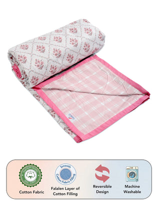 FABINALIV Rust Floral Reversible AC Room 300 GSM 100% Cotton Single Bed Dohar