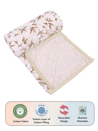 FABINALIV Brown Floral Reversible AC Room 300 GSM 100% Cotton Single Bed Dohar