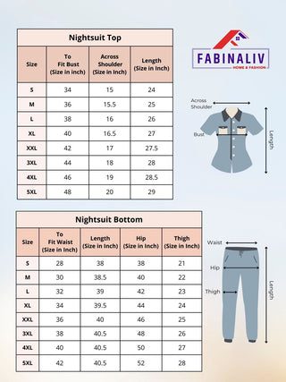 FABINALIV Black Abstract Graphic Printed Women Night Suit