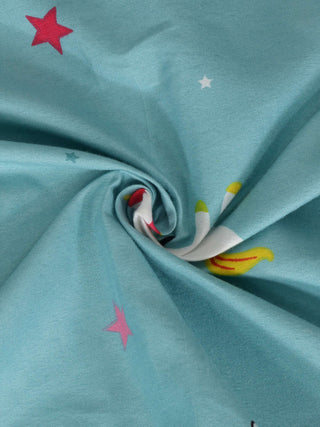 FABINALIV Multicolor Cartoon Print 300 TC Cotton Blend King Size Double Bedsheet with 2 Pillow Covers (250X225 cm)