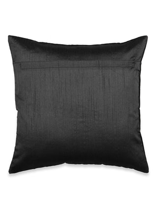 FABINALIV Set of 5 Black Floral Cotton Blend Square Cushion Covers (40X40 cm)