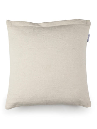 FABINALIV Set of 5 Off White 100% Cotton Embroidered Square Shape Cushion Covers (40X40 cm)