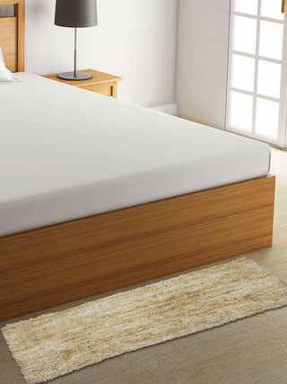 FABINALIV Cream Solid Cotton Blend Floor Runner (140X55 cm)